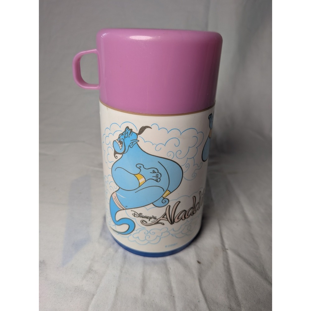 Vintage Aladdin Disney Genie Mickey Minnie‎ Mouse Thermos 8oz Pink Lid Cup 90s